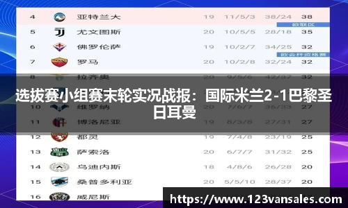 选拔赛小组赛末轮实况战报：国际米兰2-1巴黎圣日耳曼