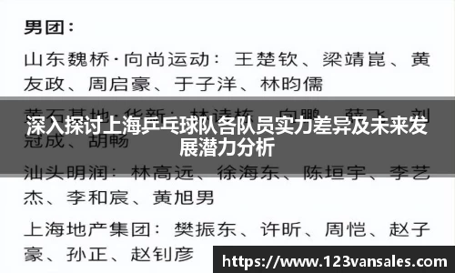 深入探讨上海乒乓球队各队员实力差异及未来发展潜力分析